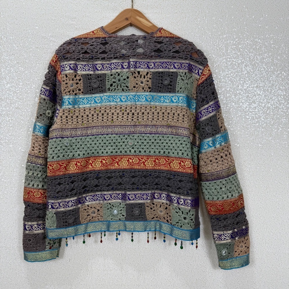 🪡 Sandy Starkman Crochet Patchwork Boho Jacket –… - image 4